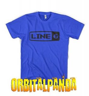 Blue T Shirt with Black LINE 6 logo   variax xt live pod spider