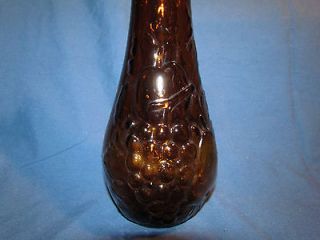 Vintage DABS Portugal Brown Glass Bottle Decanter Vase RARE Wine Vino 