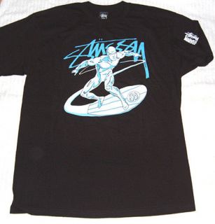 stussy marvel t shirt silver surfer size small black