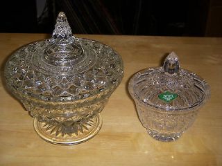 two crystal sugar bowls w lids beautiful 