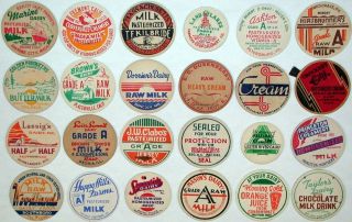 Lot of 24 all different old MILK BOTTLE CAPS mix number 2 unused new 