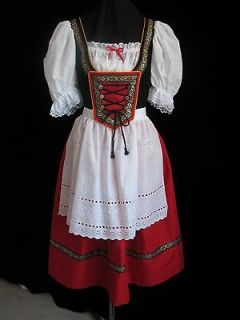 NEW RED BAVARIAN GERMAN DIRNDL OKTOBERFEST DRESS GOWN COSTUME SIZE 14