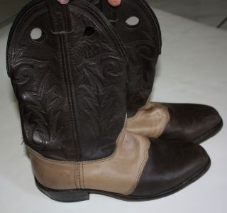Mens DOUBLE H Aero Glide Western Detailed Two Tone Brown Leather Boots 