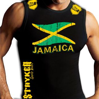 Jamaica Flag Crest Muay Thai Black Muscle Stryker Sleeveless T Shirt 