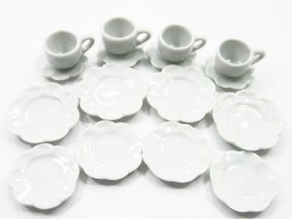 Dollhouse Miniature Ceramic 16 White Mixed Plate Coffee Tea Cup 