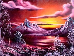 bob ross painting packet landsca pe black sunset time left