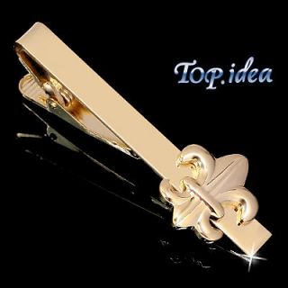  XIII GOLDEN TONED STAINLESS STEEL WEDDING MENS TIE BAR CLIP CLASP