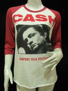 vintage johnny cash folk tour 1964 t shirt women xs s