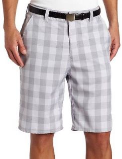 New in plastic and NWT Travis Mathew Lakeport Plaid Shorts, Grey 