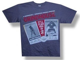 GRINDHOUSE   DRIVE IN DOUBLE FEATURE GREY T SHIRT   NEW ADULT LARGE 