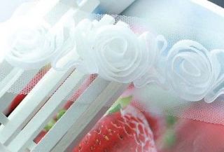 1yard White 3D flower sewing venise lace fabric trim DIY handcraft 