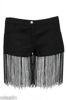 BNWT Rare Topshop black denim fringe hotpants shorts UK 6 EU 34 US 2 