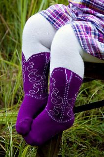 INFANT/TODDLER COWBOY BOOT TIGHTS, PURPLE BOOTZIES (SZ 6 18 MOS) LOOK 