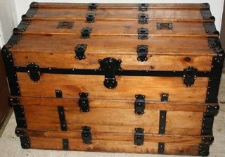   Antique Furniture Large Flat trunk old chest Fabulous Coffee Table