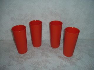 set of 4 tupperware orange tumblers cups euc returns not
