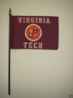 virginia tech university miniature desk flag 4 x 6 time