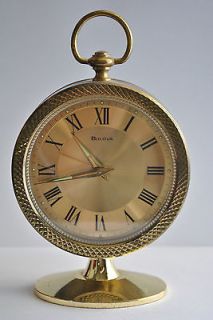 Vintage Japan Bulova Brass Mantel Table Clock Wind Up Type Mantle 