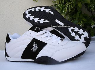 NEW US POLO ASSN WHITE BLACK SPARROW H SNEAKERS LOW TOP MEN SHOES SIZE 