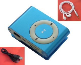   Blue Mini Metal Clip MP3 Player for 2GB 4GB 8GB 16GB Micro SD/TF Card