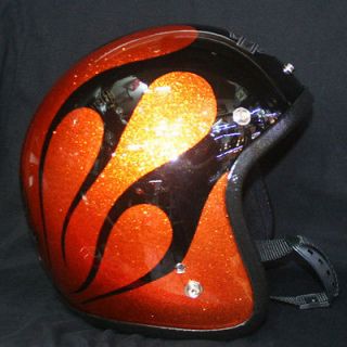   Paint Vintage Harley Style Cafe Metal flake Paint Motorcycle Helmet