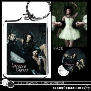 Vampire Diaries KEYCHAIN + BUTTON or MAGNET pin the badge key ring 