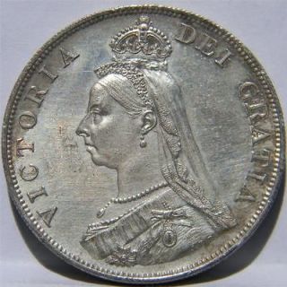 GREAT BRITAIN, Victoria large Arabic 1 1887 silver Double Florin 