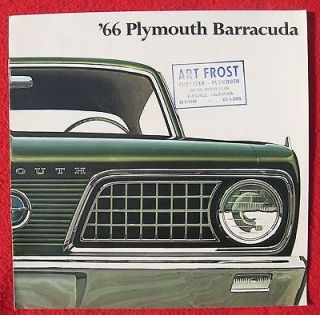 Vintage 1966 Plymouth Baracuda Color Mopar Muscle Car Sales Brochure 