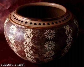 c1880 Doulton Lambeth large pot vase planter brown and cream with 
