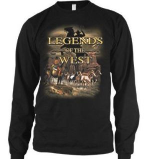 Legends Of The West Thermal Long Sleeve Shirt Cowboy Herding Horses 