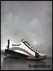 Mens Shoes Sneakers DSQUARED 551 Luxus Calf Leather White Kick It 