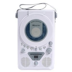 memorex water proof shower radio cd player wall mount time