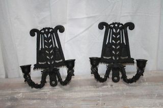   Iron Wilton Signed Vintage Candle Wall Sconces Colonial Federal Form