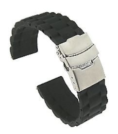 24MM BLACK SILICONE RUBBER DIVER WATCH BAND STRAP FITS LUMINOX