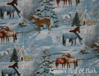 Christmas Cowboy Cowgirl Horse Pony Snow Countryside Chapel Tree 