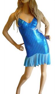 Womens Adult Mermaid 2 Piece Fancy Dress Up Costume Outfit