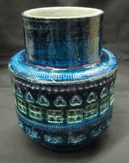 BITOSSI ITALIAN CERAMIC RIMINI BLUE MID CENTURY 7 LONDI RAYMOR vase 
