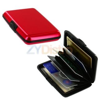 Red Business New Aluminum ID Credit Card Wallet Case Holder Metal