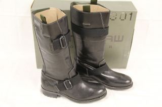 STAR Raw Womens PATTON Rigger Black Leather Sz 7 / 38 Boots 