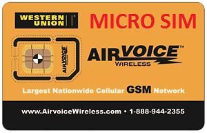 airvoice wireless micro sim card brand new never activated time