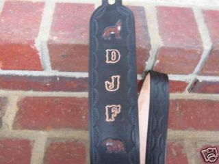 custom leather rifle sling name wolf bear solid black time
