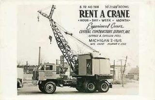 IL, Chicago, Illinois, RPPC, Central Contractors Service, Rent a Crane 