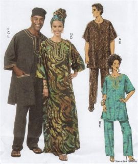 Butterick 5725 SEWING PATTERN S L Unisex African Tunic Caftan Pants 