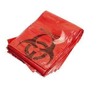 new full case of red biohazard waste bags 11 x