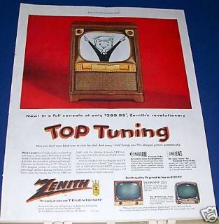 1954 zenith top tuning television console ad 