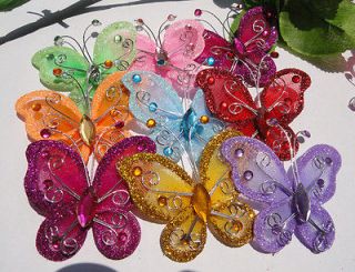 20PCS blending U to pick Organza of wire butterfly wedding decorations