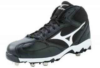 MIZUNO MENS 9 SPIKE VINTAGE G5 MID BASEBALL CLEAT, BLACK AND WHITE 