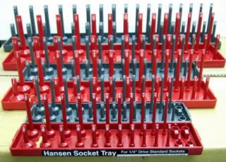 Hansen 1 4 3 8 1 2 SAE Metric Socket Holder Tray Organizer 6pc Total 