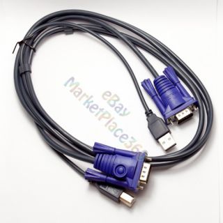 Port USB KVM Switch 2 Cable Share Mouse KB Monitor