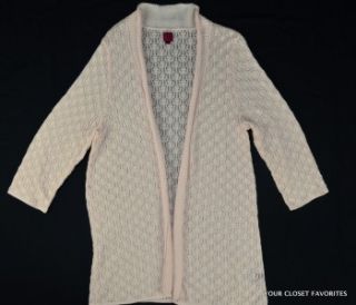 212 Collection Womens Mesh Knit Cardigan Size XL Open Front Light 