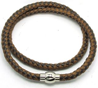 25 6mm Brown Genuine Leather Steel Clasp Cord Necklace